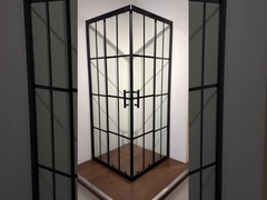 5/6mm Tamaño de vidrio Cuadrado Cubiertos de ducha con rayas negras Marco para el baño moderno