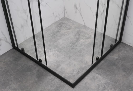 Marco de aluminio echado a un lado del cubículo de la ducha del marco 2 del negro del cuarto de baño de la esquina
