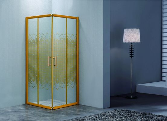 Baño OEM / ODM Gabinete de ducha de vidrio con mango de oro de acero inoxidable