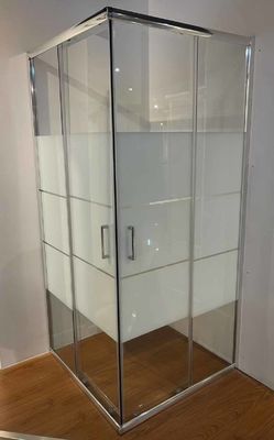 Casas de ducha cuadradas de vidrio blanco con marco de aluminio cromado para baño moderno