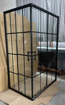 5/6mm Tamaño de vidrio Cuadrado Cubiertos de ducha con rayas negras Marco para el baño moderno