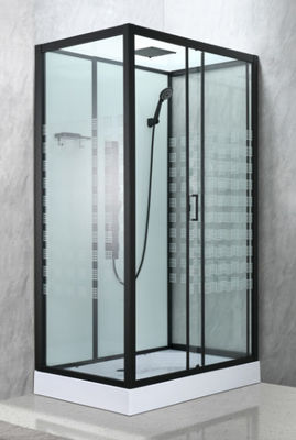 Luxoso cuarto de ducha con perfil negro y vidrio de impresión para Mordern
